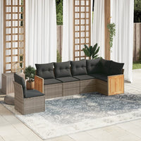 Set Divano da Giardino 6 pz con Cuscini Grigio in Polyrattancod mxl 89462