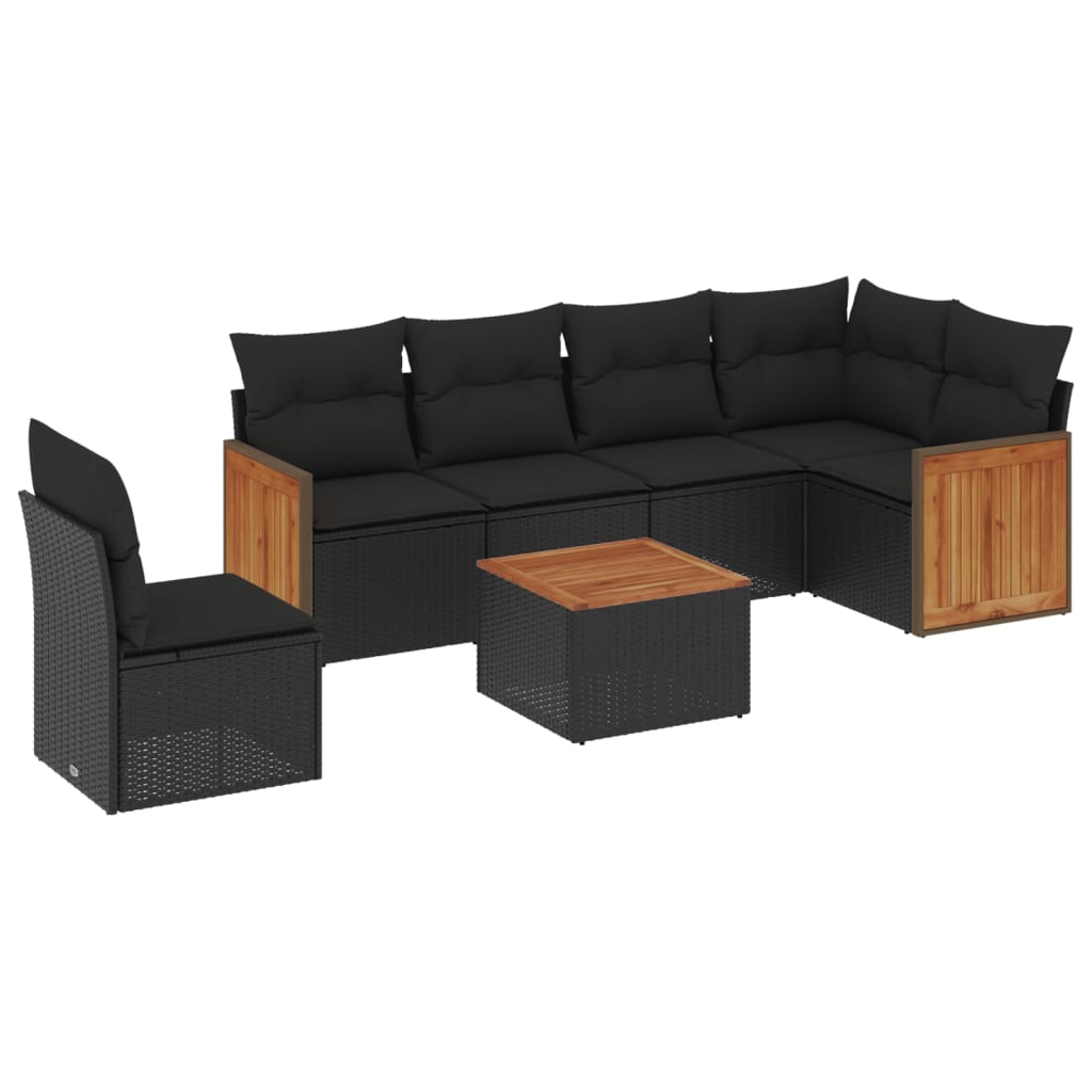 Set Divani da Giardino con Cuscini 7pz Nero Polyrattancod mxl 88554