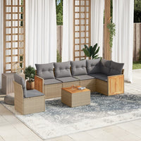 Set Divani da Giardino 7 pz con Cuscini Beige in Polyrattan 3260106