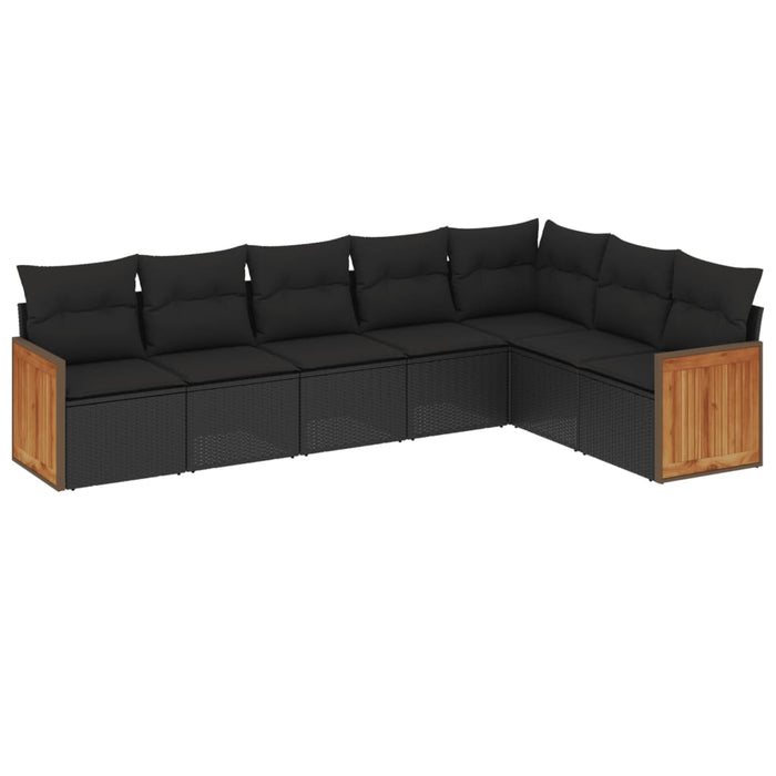 Set Divani da Giardino con Cuscini 7pz Nero Polyrattan 3260109