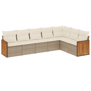 Set Divani da Giardino 7 pz con Cuscini Beige in Polyrattan 3260112