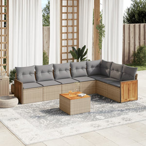 Set Divano da Giardino 8 pz con Cuscini Beige in Polyrattancod mxl 112358