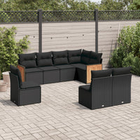 Set Divani da Giardino con Cuscini 8 pz Nero in Polyrattan 3260123