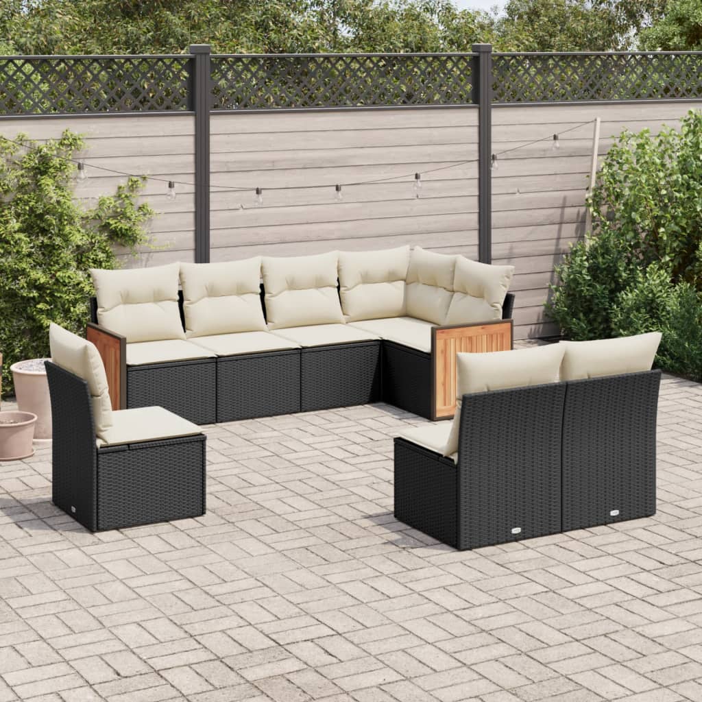 Set Divani da Giardino con Cuscini 8 pz Nero in Polyrattan 3260124