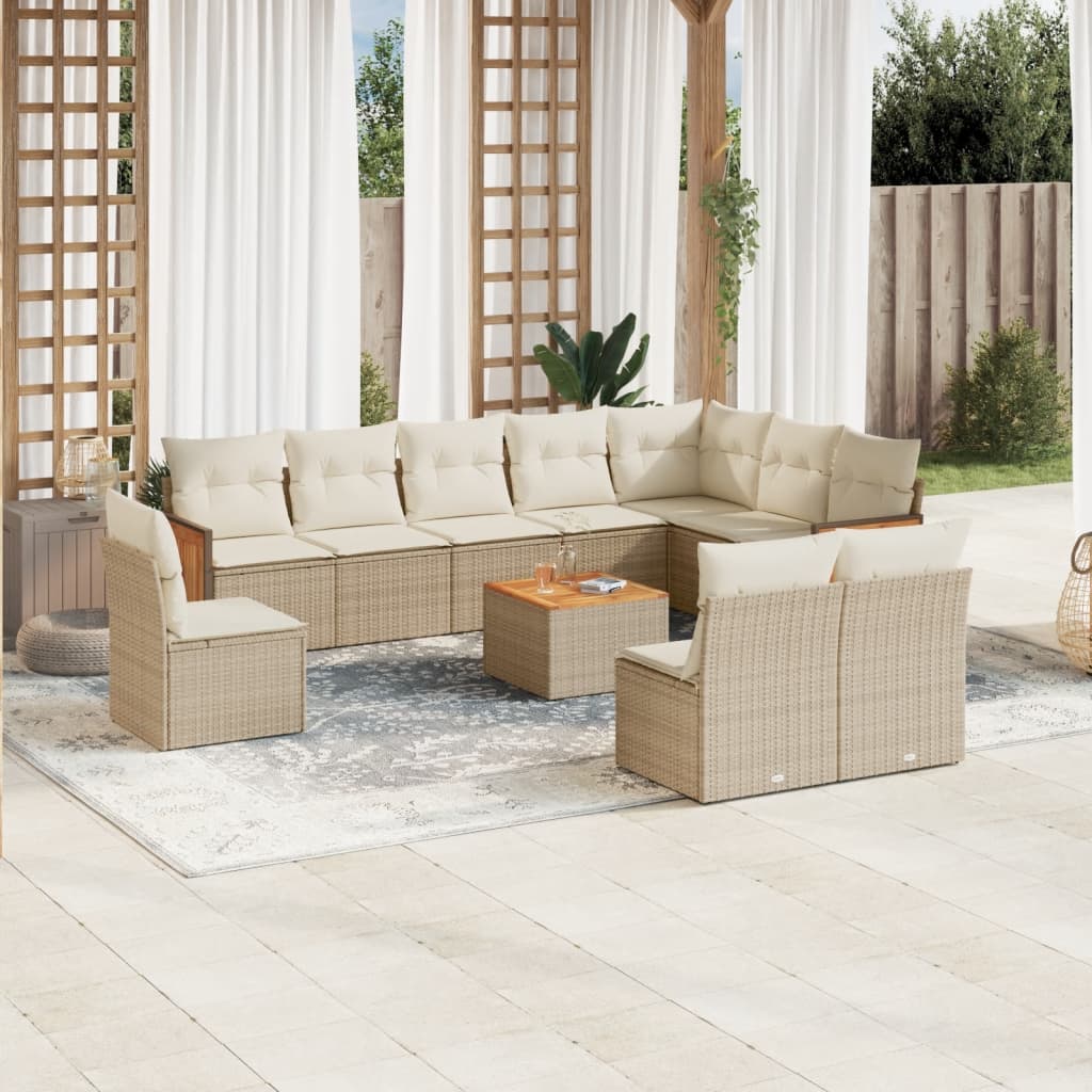 Set Divani da Giardino 11 pz con Cuscini Beige in Polyrattancod mxl 88803