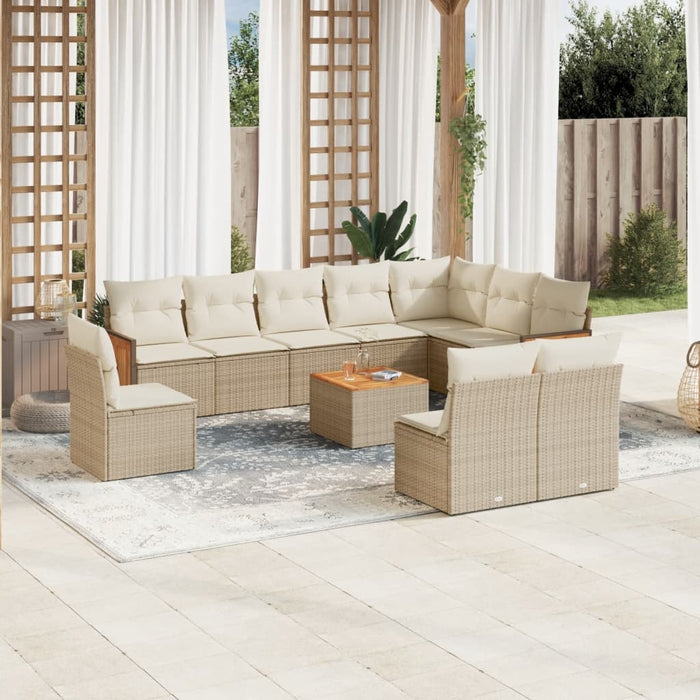 Set Divani da Giardino 11 pz con Cuscini Beige in Polyrattancod mxl 88803