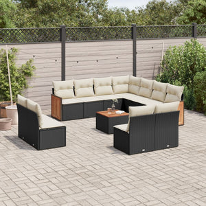 Set Divani da Giardino 12 pz con Cuscini Nero in Polyrattan 3260173