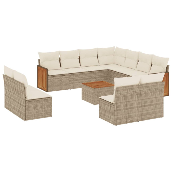 Set Divani da Giardino 12 pz con Cuscini Beige in Polyrattan 3260175