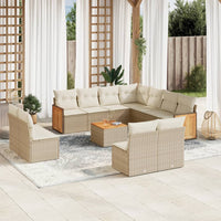 Set Divani da Giardino 12 pz con Cuscini Beige in Polyrattan 3260175