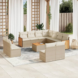 Set Divani da Giardino 12 pz con Cuscini Beige in Polyrattancod mxl 88655