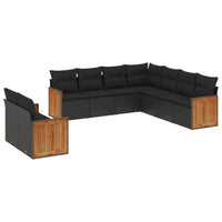 Set Divani da Giardino 9 pz con Cuscini Nero in Polyrattan 3260179