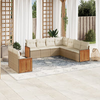 Set Divano da Giardino 9 pz con Cuscini Beige in Polyrattan 3260182