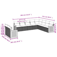 Set Divani da Giardino 10pz con Cuscini in Polyrattan Nero 3260194