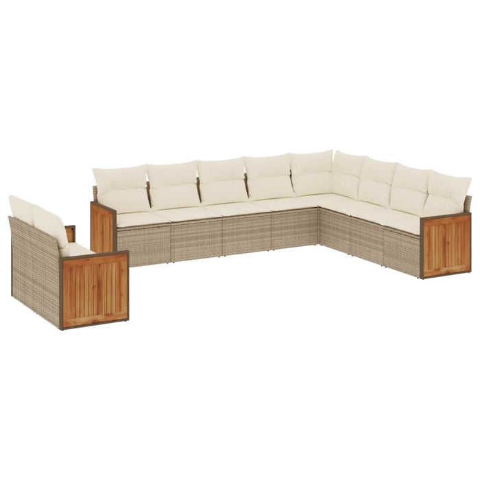 Set Divano da Giardino 10 pz con Cuscini Beige in Polyrattancod mxl 90253