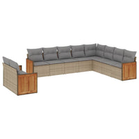 Set Divano da Giardino 10 pz con Cuscini Beige in Polyrattan 3260197