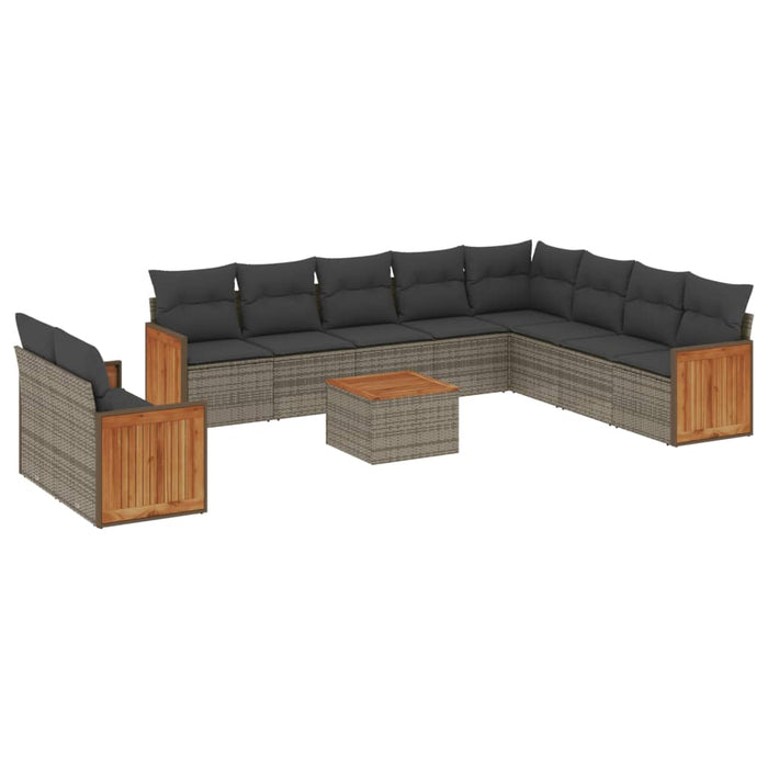 Set Divani da Giardino 11 pz con Cuscini in Polyrattan Grigiocod mxl 114347