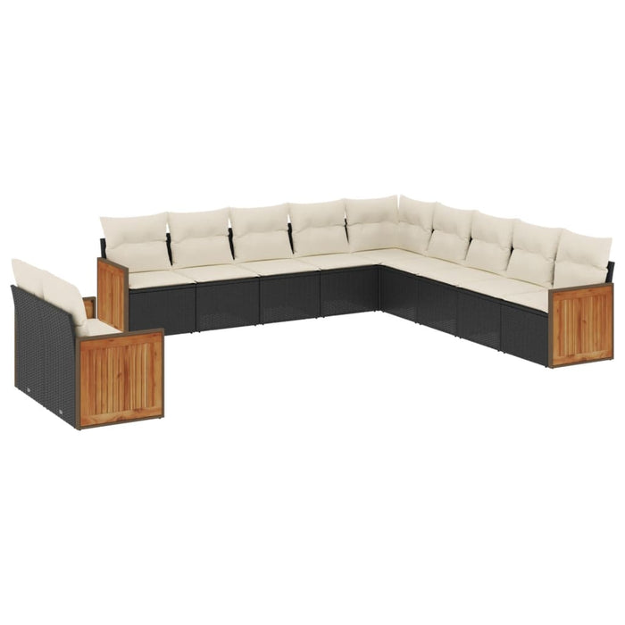 Set Divani da Giardino 11 pz con Cuscini in Polyrattan Nero 3260208