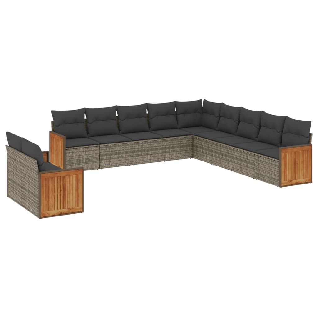 Set Divani da Giardino 11 pz con Cuscini in Polyrattan Grigiocod mxl 88334