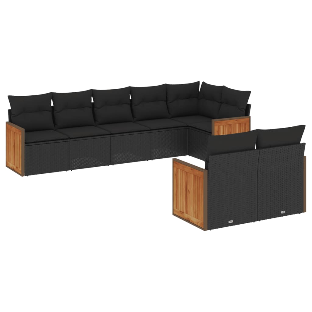 Set Divani da Giardino con Cuscini 8 pz Nero in Polyrattan 3260228