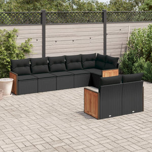 Set Divani da Giardino con Cuscini 8 pz Nero in Polyrattan 3260228