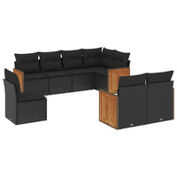 Set Divani da Giardino con Cuscini 8 pz Nero in Polyrattan 3260242