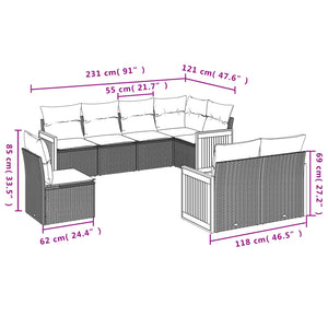 Set Divani da Giardino con Cuscini 8 pz Nero in Polyrattan 3260242