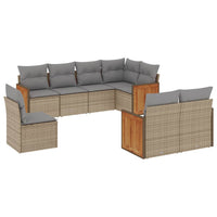 Set Divano da Giardino 8 pz con Cuscini Beige in Polyrattan 3260246