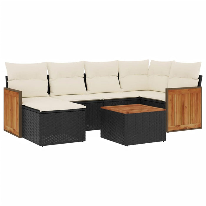 Set Divani da Giardino con Cuscini 7pz Nero Polyrattancod mxl 112172