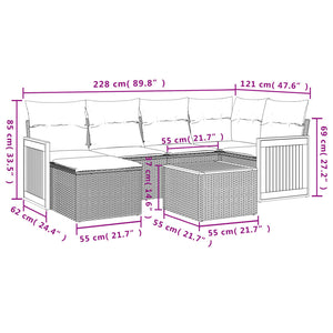 Set Divani da Giardino con Cuscini 7pz Nero Polyrattan 3260264