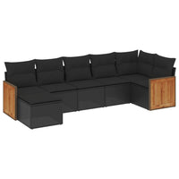 Set Divani da Giardino con Cuscini 7pz Nero Polyrattan 3260270