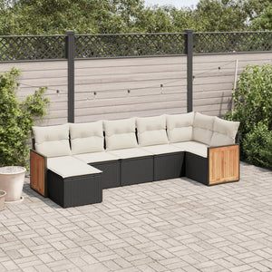 Set Divani da Giardino con Cuscini 7pz Nero Polyrattancod mxl 89601