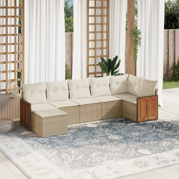 Set Divani da Giardino 7 pz con Cuscini Beige in Polyrattancod mxl 88167