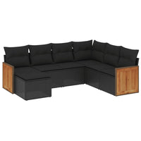 Set Divani da Giardino con Cuscini 7pz Nero Polyrattan 3260284