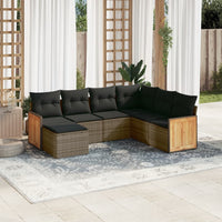 Set Divani da Giardino 7 pz con Cuscini Grigio in Polyrattan 3260289