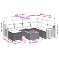 Set Divani da Giardino con Cuscini 8 pz Nero in Polyrattan 3260292