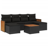 Set Divani da Giardino con Cuscini 7pz Nero Polyrattan 3260305