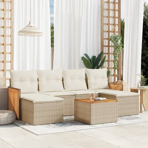 Set Divani da Giardino 7 pz con Cuscini Beige in Polyrattancod mxl 89457