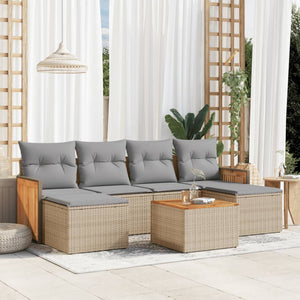 Set Divani da Giardino 7 pz con Cuscini Beige in Polyrattancod mxl 116174