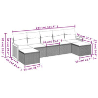 Set Divani da Giardino 7 pz con Cuscini Grigio in Polyrattancod mxl 88109