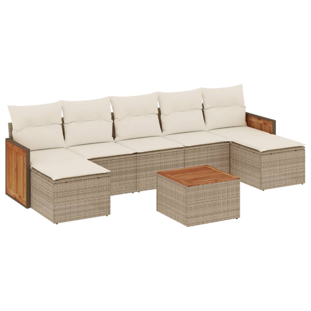 Set Divano da Giardino 8 pz con Cuscini Beige in Polyrattancod mxl 92209