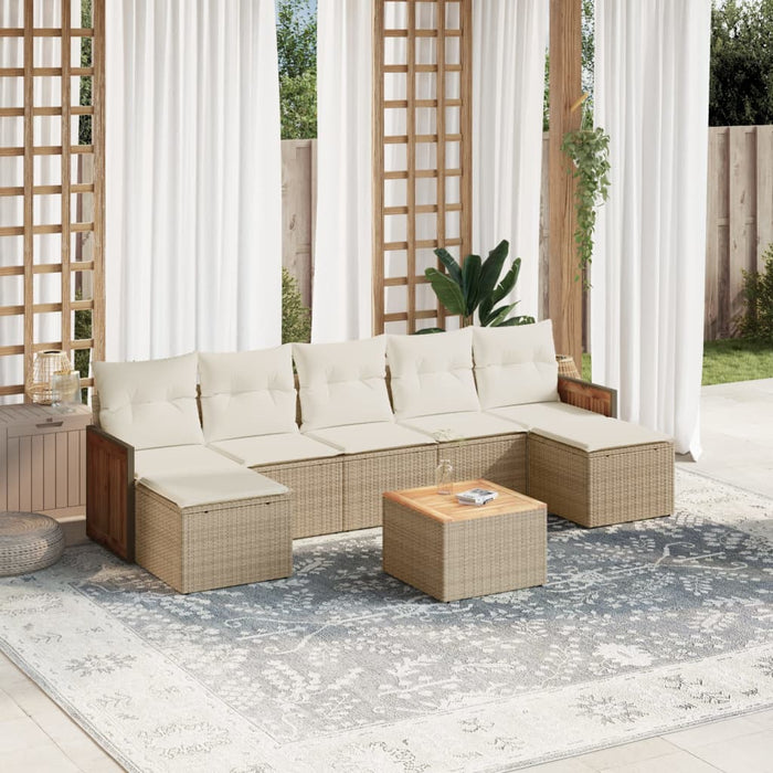 Set Divano da Giardino 8 pz con Cuscini Beige in Polyrattancod mxl 92209