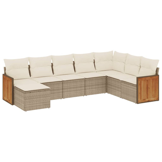 Set Divano da Giardino 8 pz con Cuscini Beige in Polyrattancod mxl 89958