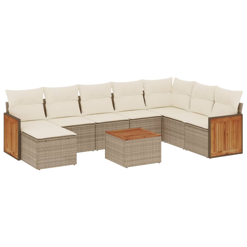 Set Divano da Giardino 9 pz con Cuscini Beige in Polyrattancod mxl 88154