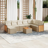 Set Divano da Giardino 9 pz con Cuscini Beige in Polyrattancod mxl 88154