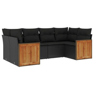 Set Divano da Giardino 6 pz con Cuscini Nero in Polyrattancod mxl 116151