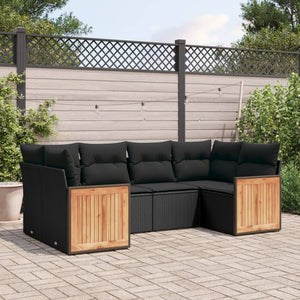 Set Divano da Giardino 6 pz con Cuscini Nero in Polyrattancod mxl 116151