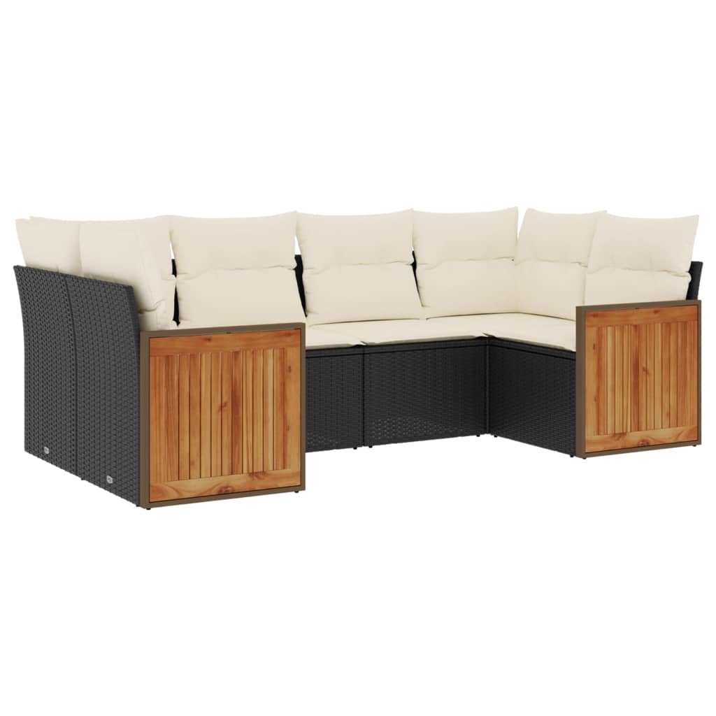 Set Divano da Giardino 6 pz con Cuscini Nero in Polyrattancod mxl 92166