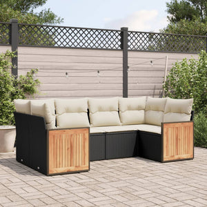 Set Divano da Giardino 6 pz con Cuscini Nero in Polyrattancod mxl 92166