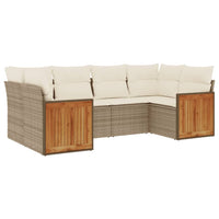 Set Divano da Giardino 6 pz con Cuscini Beige in Polyrattancod mxl 88116