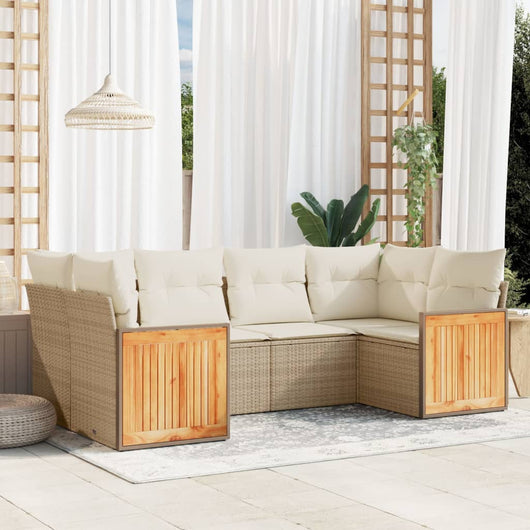 Set Divano da Giardino 6 pz con Cuscini Beige in Polyrattancod mxl 88116